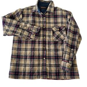 VTG Montgomery Ward Womens Shacket Plaid Quilted Lining Wool Blend Jacket Large